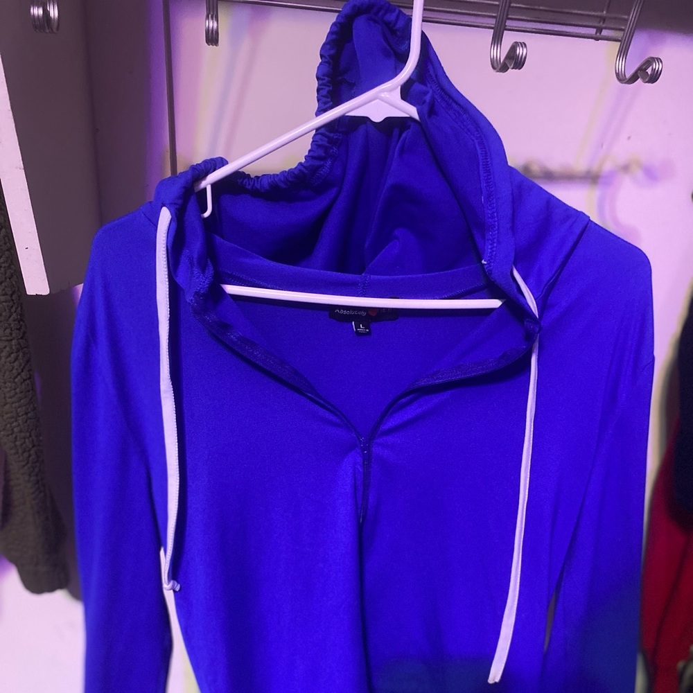 blue hoodie